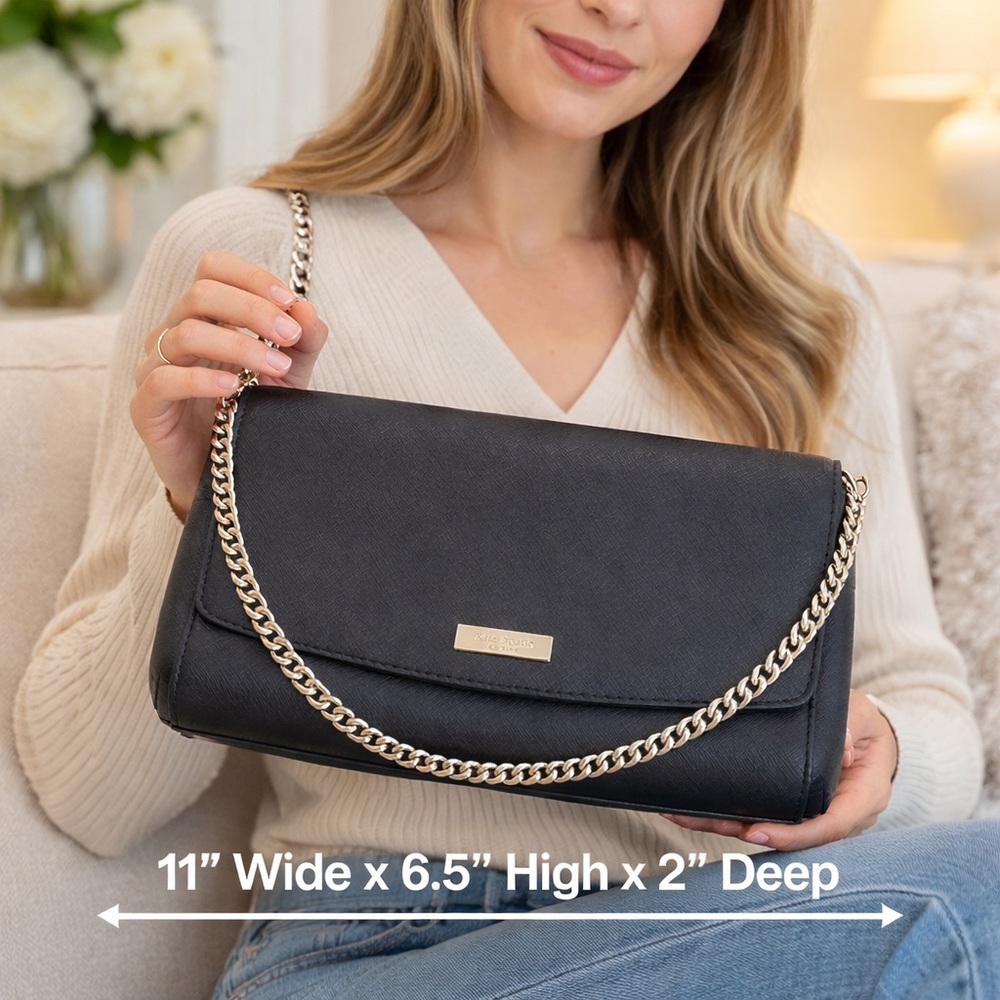 Kate Spade Black Shoulder Bag with Gold Chain
